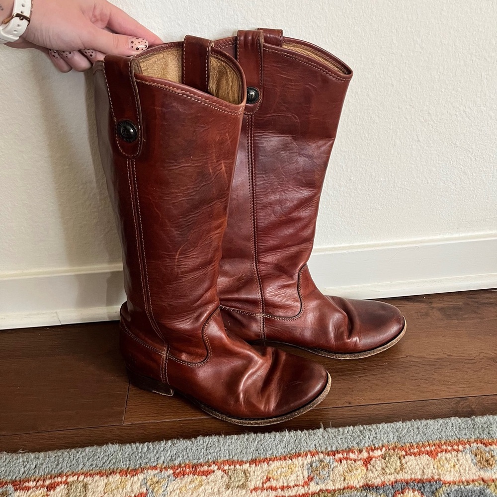Frye Brown/Red Leather Boots